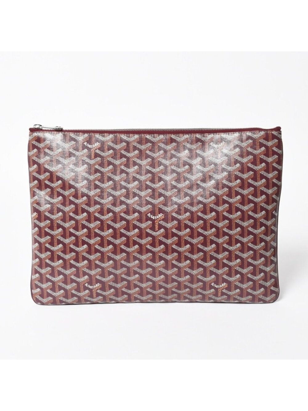Goyard Senna GM Clutch Bordeaux Goyardine Canvas Silver